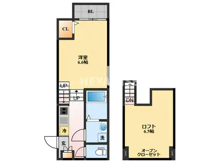 MODERAN PALAZZO西諫早駅(1SK/2階)の間取り写真