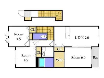 ラ・パルテール関(3LDK/2階)の間取り写真
