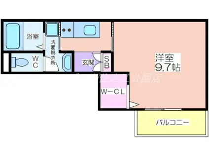 カーサカルド(1K/1階)の間取り写真