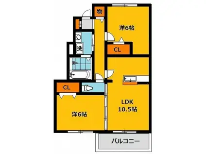 アーバンクレストA(2LDK/1階)の間取り写真