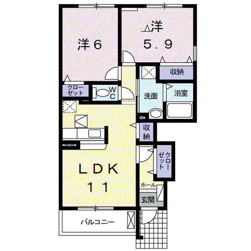 グラン・ポシビリテ III(2LDK/1階)の間取り写真