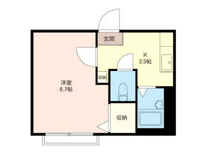 ラ・フローラ(1K/2階)の間取り写真