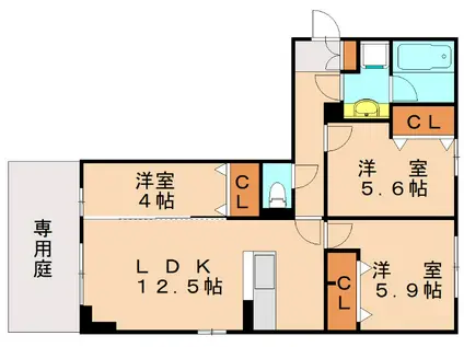 アークパルシモン(3LDK/1階)の間取り写真