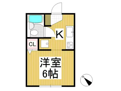 グリーンテラス大塚(1K/2階)の間取り写真