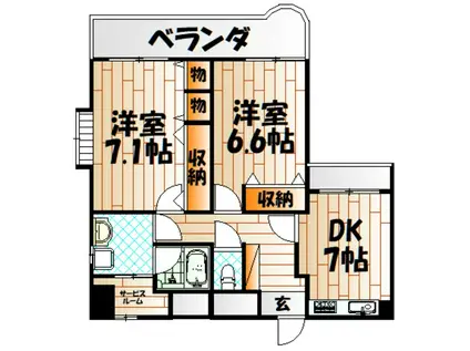 ギャラン小文字(2DK/12階)の間取り写真