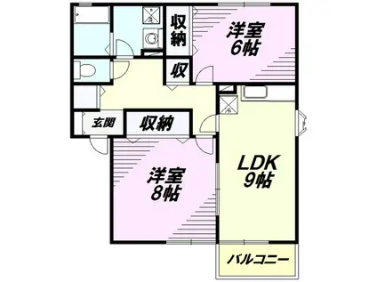 ＪＲ五日市線 武蔵引田駅 徒歩79分 2階建 築24年(2LDK/2階)の間取り写真
