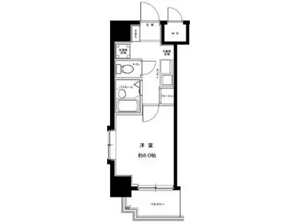 グランフォース所沢(1K/6階)の間取り写真