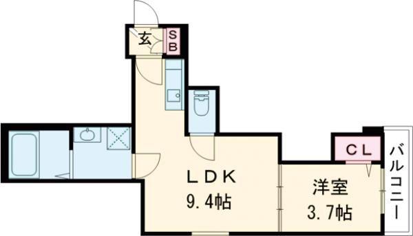 HABITASION京口(1LDK/3階)の間取り写真