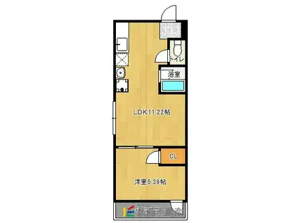 アフロディーテ別府(1DK/2階)の間取り写真