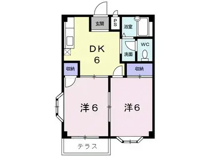 エクセリッチK-I(2DK/1階)の間取り写真