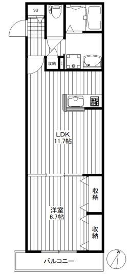 イトーマンション(1LDK/2階)の間取り写真