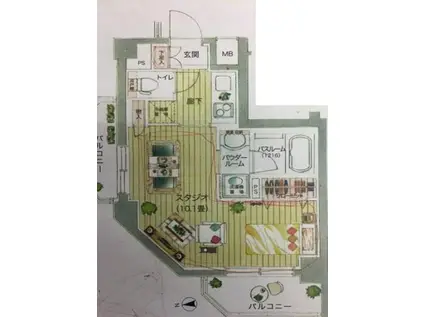 アンビシャス船橋(1K/3階)の間取り写真