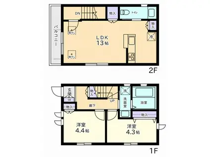 上北沢4丁目メゾン(2LDK/1階)の間取り写真