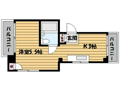 シティプラザ御影(1K/4階)の間取り写真
