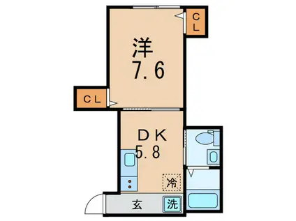 コルティーレ中延(1DK/1階)の間取り写真