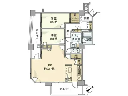中落合パークホームズ(2LDK/6階)の間取り写真