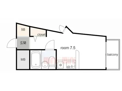 ミスティ∞(ワンルーム/3階)の間取り写真