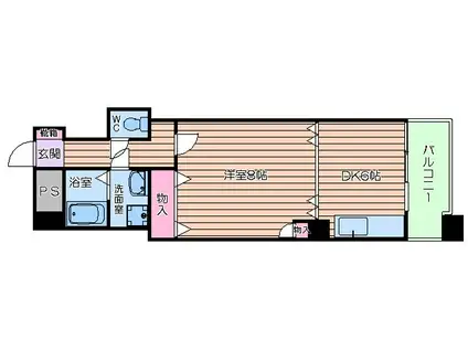 天神ビル(1LDK/5階)の間取り写真