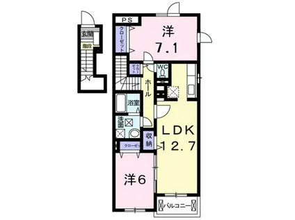 エクセレント・クレオパトラC(2LDK/2階)の間取り写真