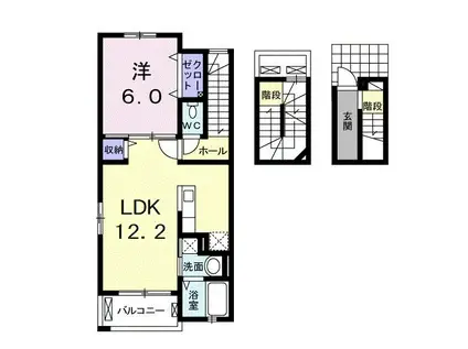 ラルーチェII(1LDK/3階)の間取り写真