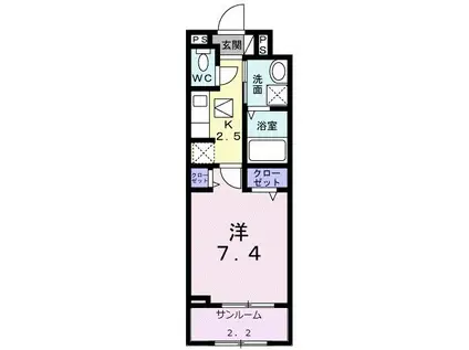 コンフォートミラー(1K/1階)の間取り写真