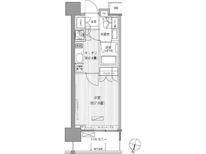 ヒューリックレジデンス千葉中央(1K/7階)の間取り写真