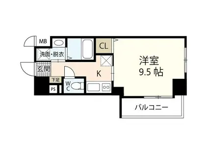 S-RESIDENCE宇品5丁目I(1K/2階)の間取り写真