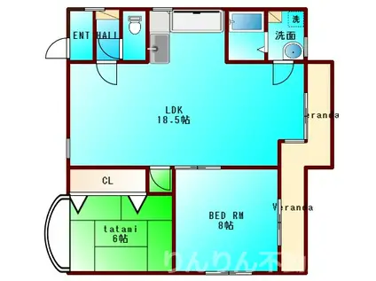 サンライト富田橋(2LDK/5階)の間取り写真