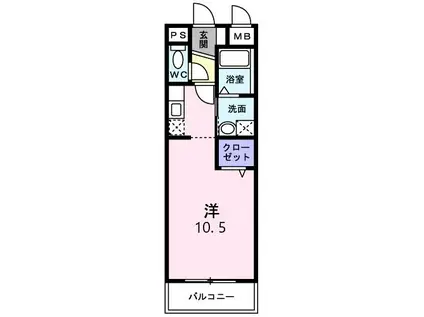 スプリングヒルズ(ワンルーム/2階)の間取り写真