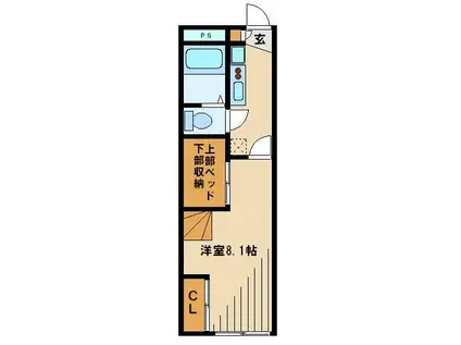 レオパレスコスモ(1K/2階)の間取り写真