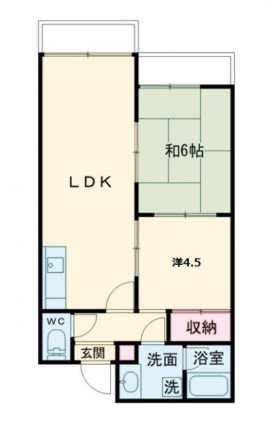 レジデンス熊谷KUGE(2LDK/1階)の間取り写真