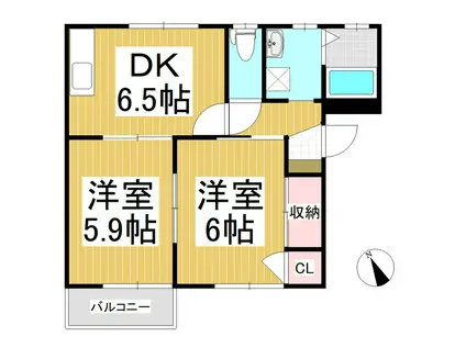 アドヴァンス曽根A棟(2DK/1階)の間取り写真
