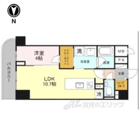 プレミアム菱屋西(1LDK/7階)の間取り写真