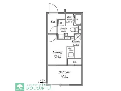 ES-GRANDE門前仲町デュオ(1DK/2階)の間取り写真