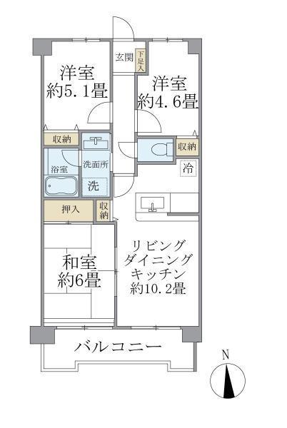 エマーレ保谷(3LDK/5階)の間取り写真
