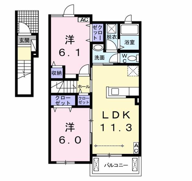 エバーロング(2LDK/2階)の間取り写真