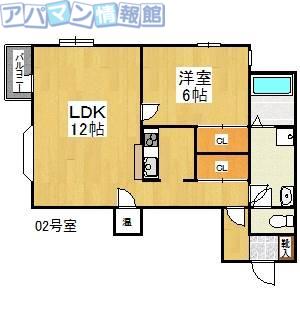 トゥール・デュ・寺尾(1LDK/1階)の間取り写真