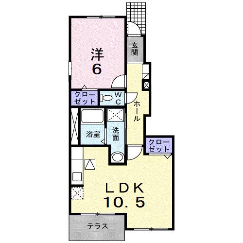フローレンス御幸 D棟(1LDK/1階)の間取り写真