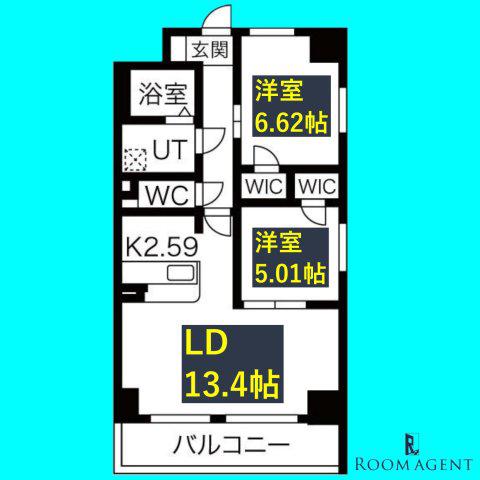 S-FORT 鶴舞 REALE(2LDK/4階)の間取り写真