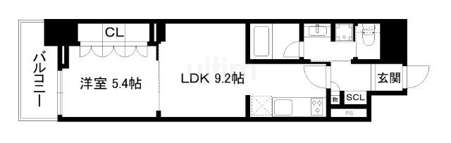 リーガル京都五条大宮(1LDK/5階)の間取り写真