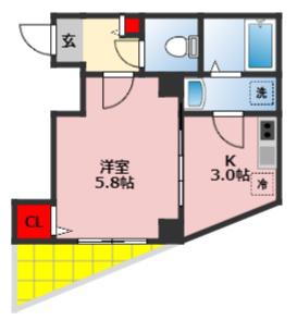 クレイドル千葉(1K/8階)の間取り写真