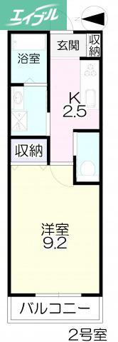 アレスグーテ(1K/2階)の間取り写真