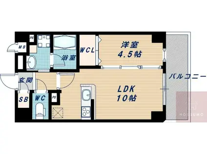 フランディル・オーラ江坂(1LDK/1階)の間取り写真