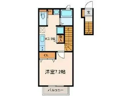 アントル リヴィエール(1K/2階)の間取り写真