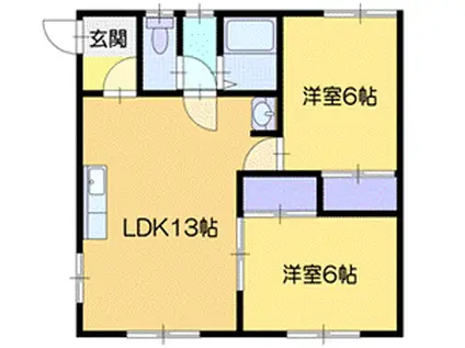 ブラウンシャトレーB棟(2LDK/1階)の間取り写真