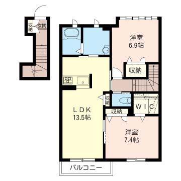 フェアモント(2LDK/2階)の間取り写真