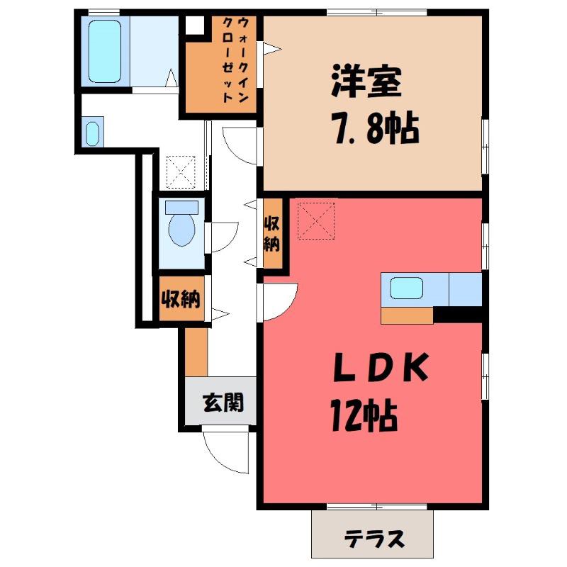 ローズコートA(1LDK/1階)の間取り写真