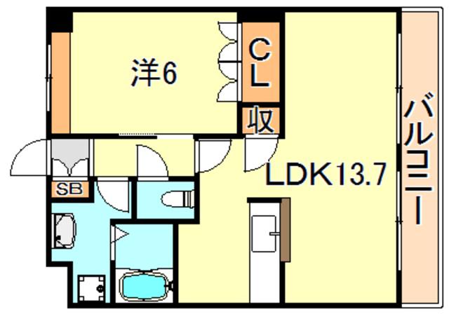 ウエストHILLS弐番館(1LDK/2階)の間取り写真