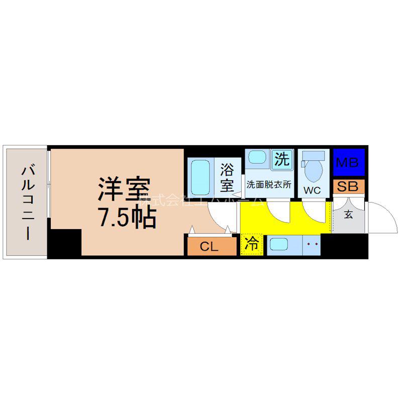 プライマル名古屋今池(1K/3階)の間取り写真