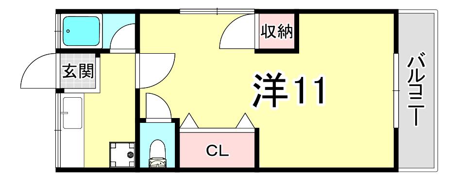 CLASSIC千代が丘(1K/1階)の間取り写真